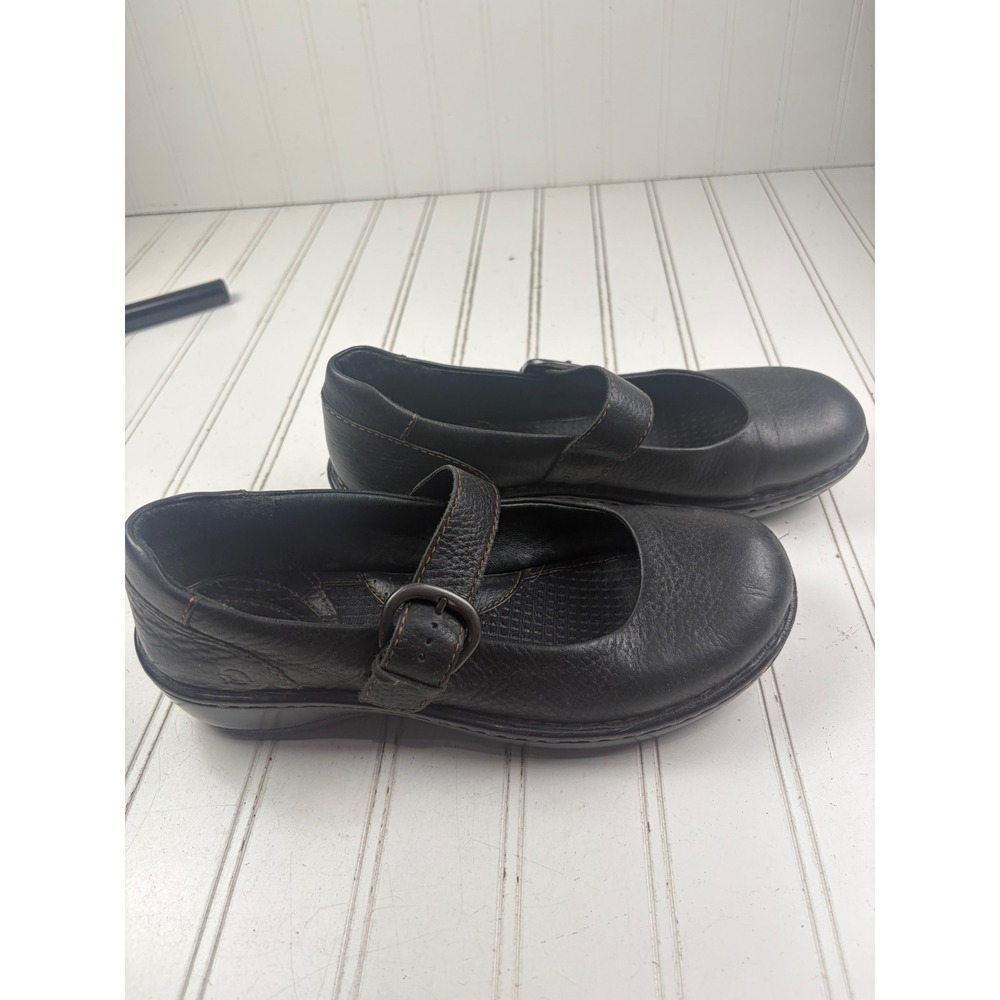 Born Vintage Y2K Black Leather Mary Jane Office Flats Women's Size 8 - Picture 4 of 10